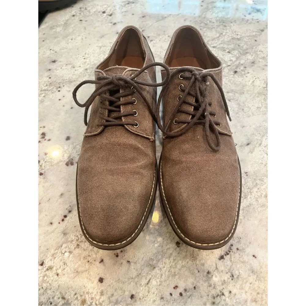 Guess Mens Brown Canvas Lace Uo Oxford Shoes sz 11